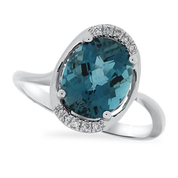 Prima London Blue Topaz & Diamond Ring