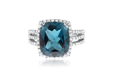 Prima London Blue Topaz & Diamond Ring