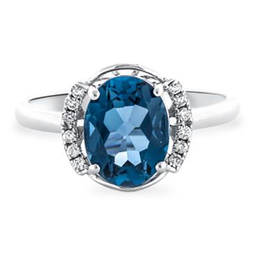 Prima London Blue Topaz & Diamond Ring