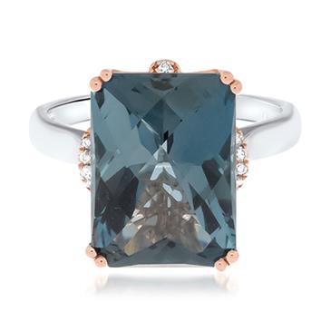 Prima London Blue Topaz & Diamond Ring