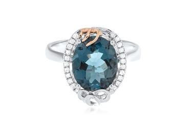 Prima London Blue Topaz & Diamond Ring