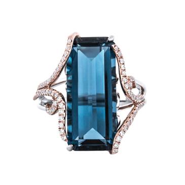 Prima London Blue Topaz & Diamond Ring