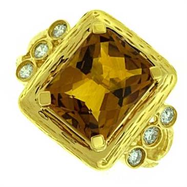 Prima Madera Citrine And Diamond Ring