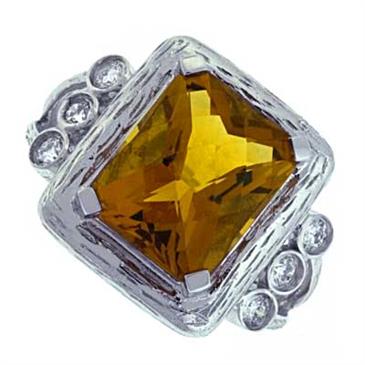 Prima Madera Citrine And Diamond Ring