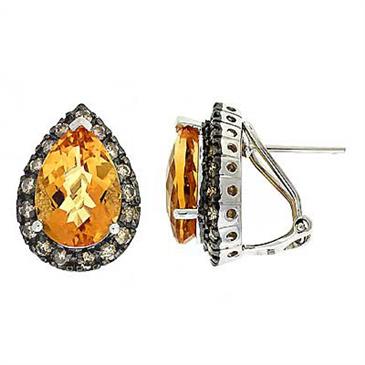 Prima Madera Citrine & Champaigne Diamond Earrings