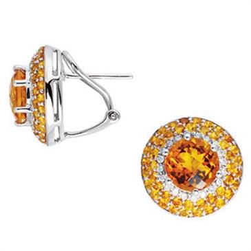 Prima Madera Citrine, Citrine & Diamond Earrings