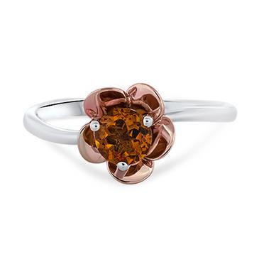 Prima Madera Citrine Coated Mini Flower Ring