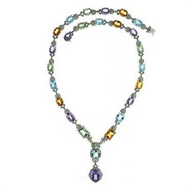 Prima Multi Color Gem & Diamond Necklace