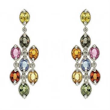 Prima Multi Sapphire & Diamond Earrings