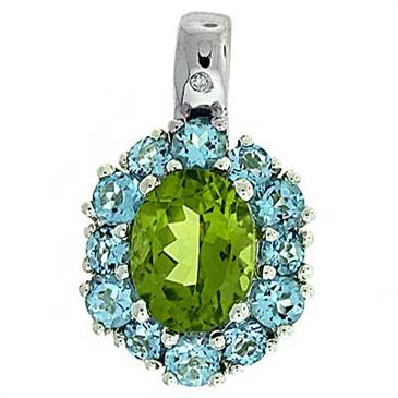 Prima Peridot,Blue Topaz & Diamond Pendant