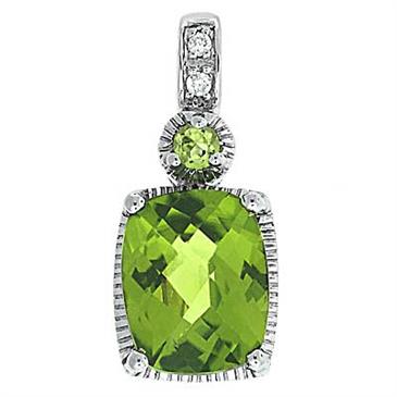 Prima Peridot,Lemon Quartz & Diamond Pendant