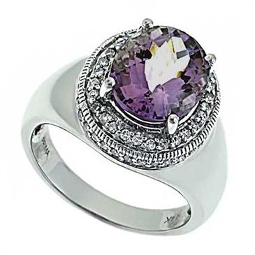 Prima Pink Amethyst And Diamond Ring