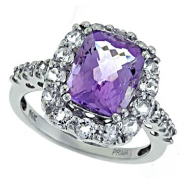 Prima Pink Amethyst And White Topaz Ring