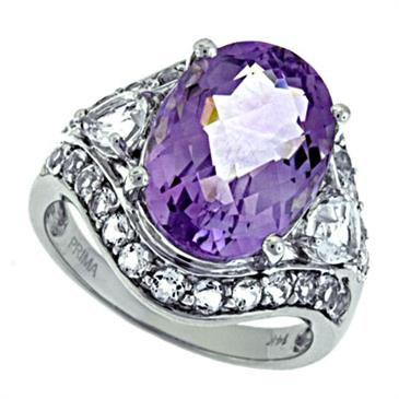 Prima Pink Amethyst And White Topaz Ring