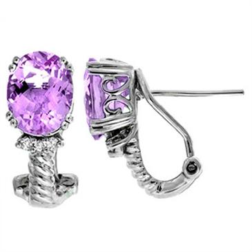 Prima Pink Amethyst & Diamond Earrings