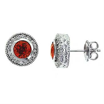 Prima Red Sapphire & Diamond Earrings