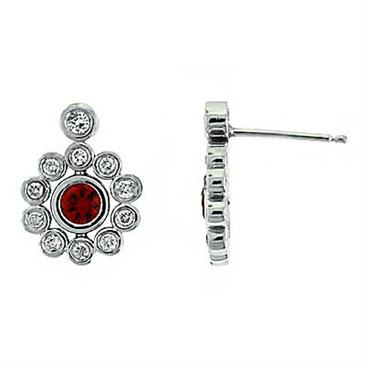 Prima Red Sapphire & Diamond Earrings