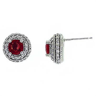 Prima Red Sapphire & Diamond Earrings