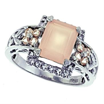 Prima Rose Quartz And White Topaz Ring