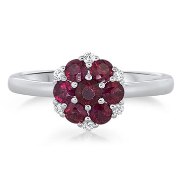 Prima Ruby & Diamond Cluster Ring