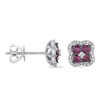 Prima Ruby & Diamond Mini Clover Cluster Earrings