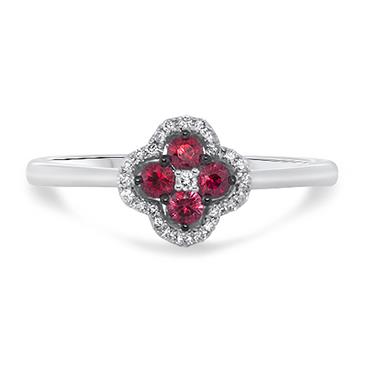 Prima Ruby & Diamond Mini Clover Cluster Ring