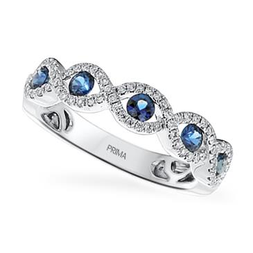 Prima Sapphire and Diamond Swirl Band