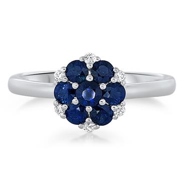 Prima Sapphire & Diamond Cluster Ring