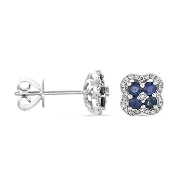 Prima Sapphire & Diamond Mini Clover Cluster Earrings