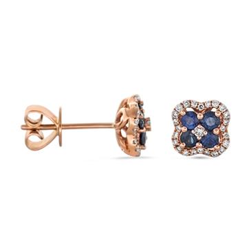 Prima Sapphire & Diamond Mini Clover Cluster Earrings