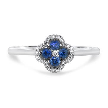 Prima Sapphire & Diamond Mini Clover Cluster Ring