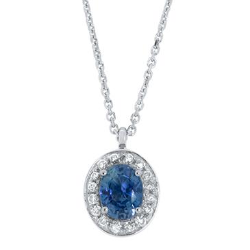 Prima Sapphire & Diamond Pendant With Chain