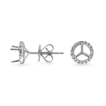 Prima Semi Mount Halo Studs Diamond Earrings (0.25ct Center)