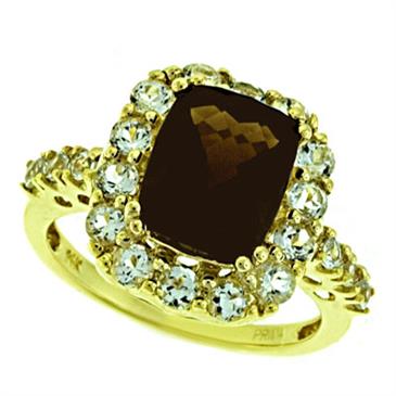 Prima Smokey Quartz And White Topaz Ring