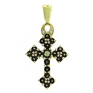 Prima Smokey Quartz & Diamond Cross Pendant