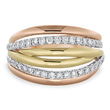 Prima Tri Color Diamond Fashion Ring