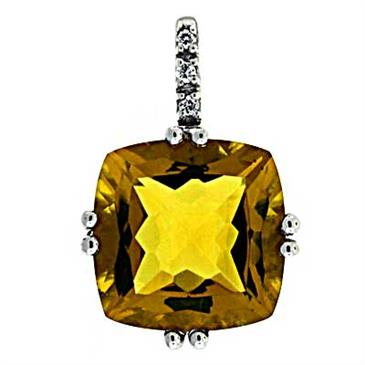 Prima Whiskey Quartz & Diamond Pendant