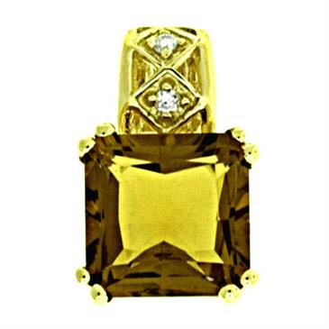 Prima Whiskey Quartz & Diamond Pendant