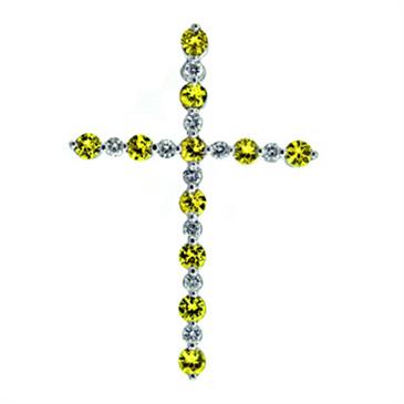 Prima Yellow Sapphire & Diamond Cross Pendant