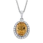 Prima   Citrine & Diamond Oval Halo Pendant