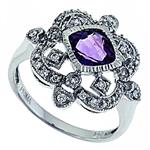 Prima   Diamond And Amethyst Ring