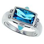 Prima   Diamond And Blue Topaz Ring