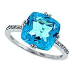 Prima   Diamond And Blue Topaz Ring