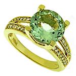 Prima   Diamond And Green Amethyst Ring