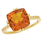 Prima   Diamond And Madera Citrine Ring