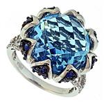 Prima   Diamond, Blue Topaz And Sapphire Ring