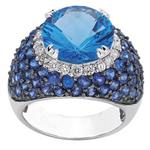 Prima   Diamond, Blue Topaz And Sapphire Ring