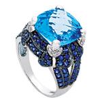 Prima   Diamond, Blue Topaz And Sapphire Ring