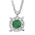 Prima   Diamond & Emerald Pendant With Chain