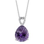 Prima   Diamond & Millenium Cut Pear Amethyst Pendant with Chain